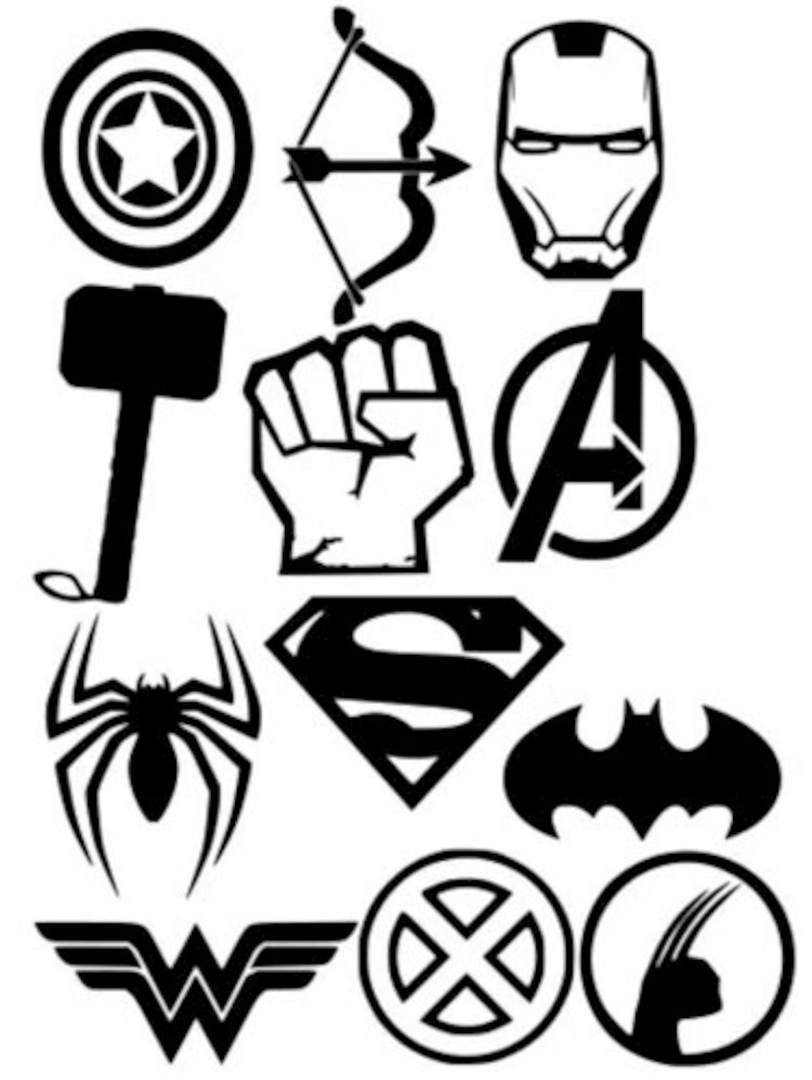 Superhero Vinyl Decals Perfect for Walls, Balloons Water Bottles Sheet of A4 Etsy