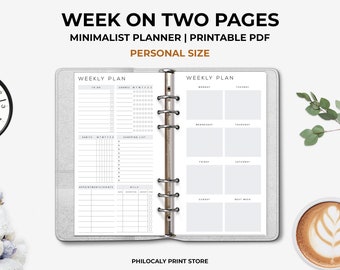Personal size weekly planner, Week on two pages personal size, Personal size planner inserts, Personal planner pages, Filofax personal