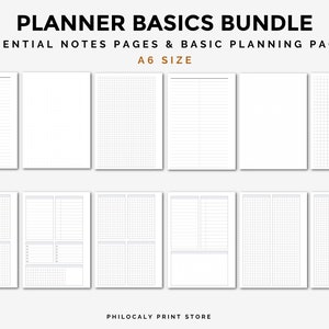 A6 Lined, dot and grid printable pages, Planner basics A6, Printable notes pages A6, Basic planner pages A6,Graph paper,Dotted paper,A6 size