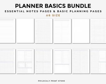 A6 Lined, dot and grid printable pages, Planner basics A6, Printable notes pages A6, Basic planner pages A6,Graph paper,Dotted paper,A6 size