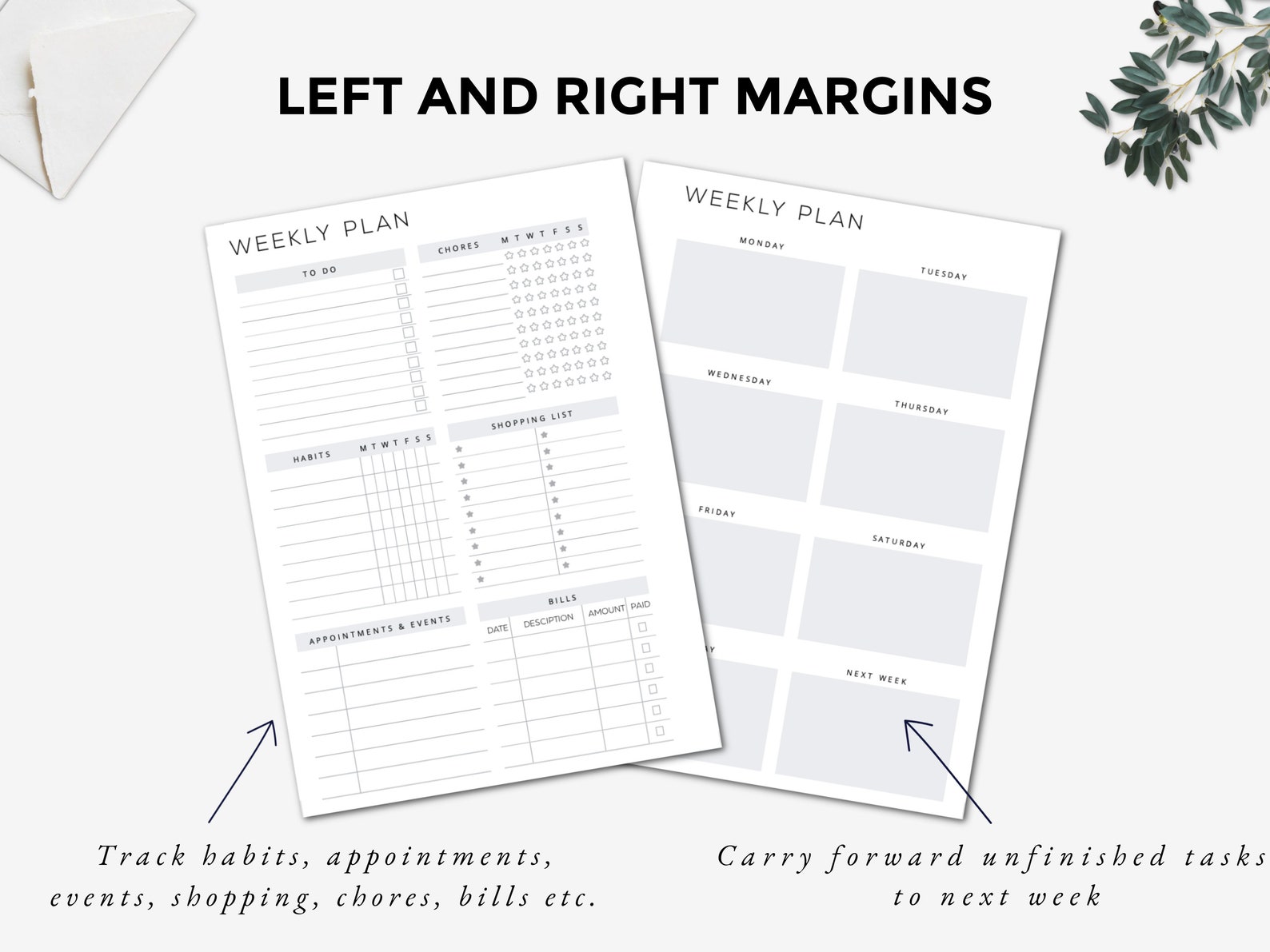 A6 Week on Two Pages, A6 Week at a Glance, Printable Weekly Planner ...