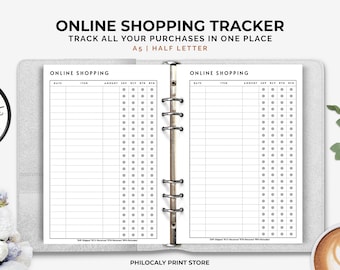 Online shopping tracker printable, Purchase tracker, Order tracker, Order tracker template, Online Shopping list printable, A5, Half letter