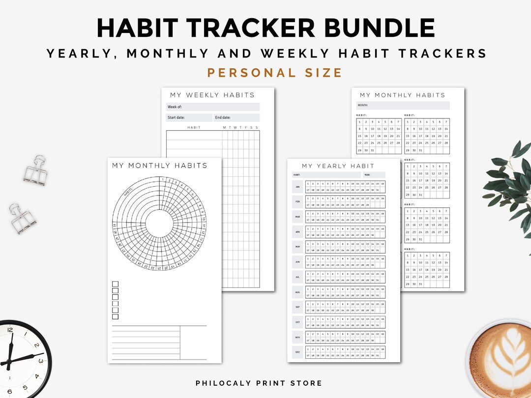 Personal Size Habit Tracker Printable, Habit Tracker Bundle, Weekly ...