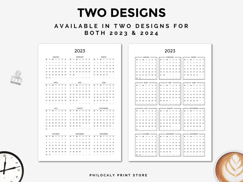 2023-24 Printable Calendar, 2023-24 Yearly Calendar, 2023 Minimalist ...