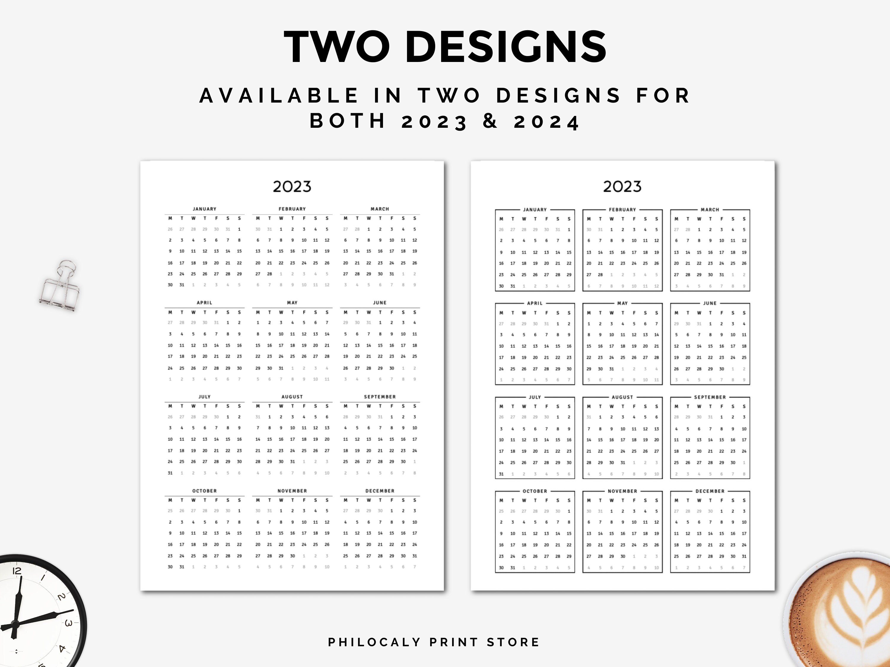 2023-24 Printable Calendar, 2023-24 Yearly Calendar, 2023 Minimalist ...
