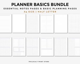 paper with dotted lines for writing Lined, dot and grid printable pages, Planner basics, Printable notes pages, Basic planner pages, Graph paper, Dotted paper,A5,half letter