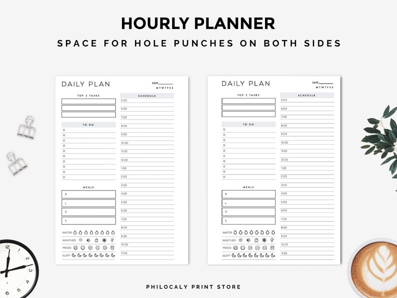 A6 Daily Hourly Planner Printable A6 Daily Schedule Undated - Etsy