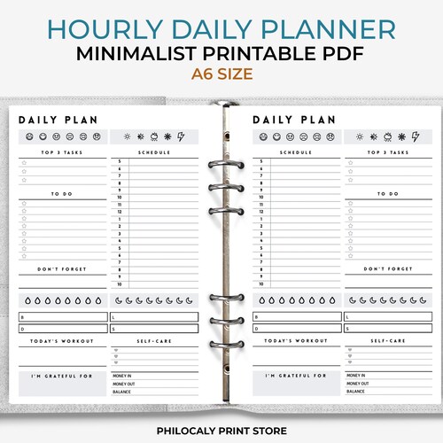 A6 Daily Hourly Planner Printable A6 Daily Schedule Undated - Etsy