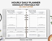 Hourly Daily planner, Daily planner pdf, Day planner printable, Undated Daily schedule, Schedule planner, Productivity planner, Minimalist