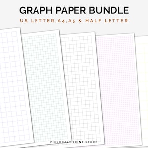Printable Graph Paper, Grid paper, Graph paper download, Sizes-0.5 inch, 0.25 inch, 5 mm, 1 cm & 1 inch, Color graph papers, A4 , Letter