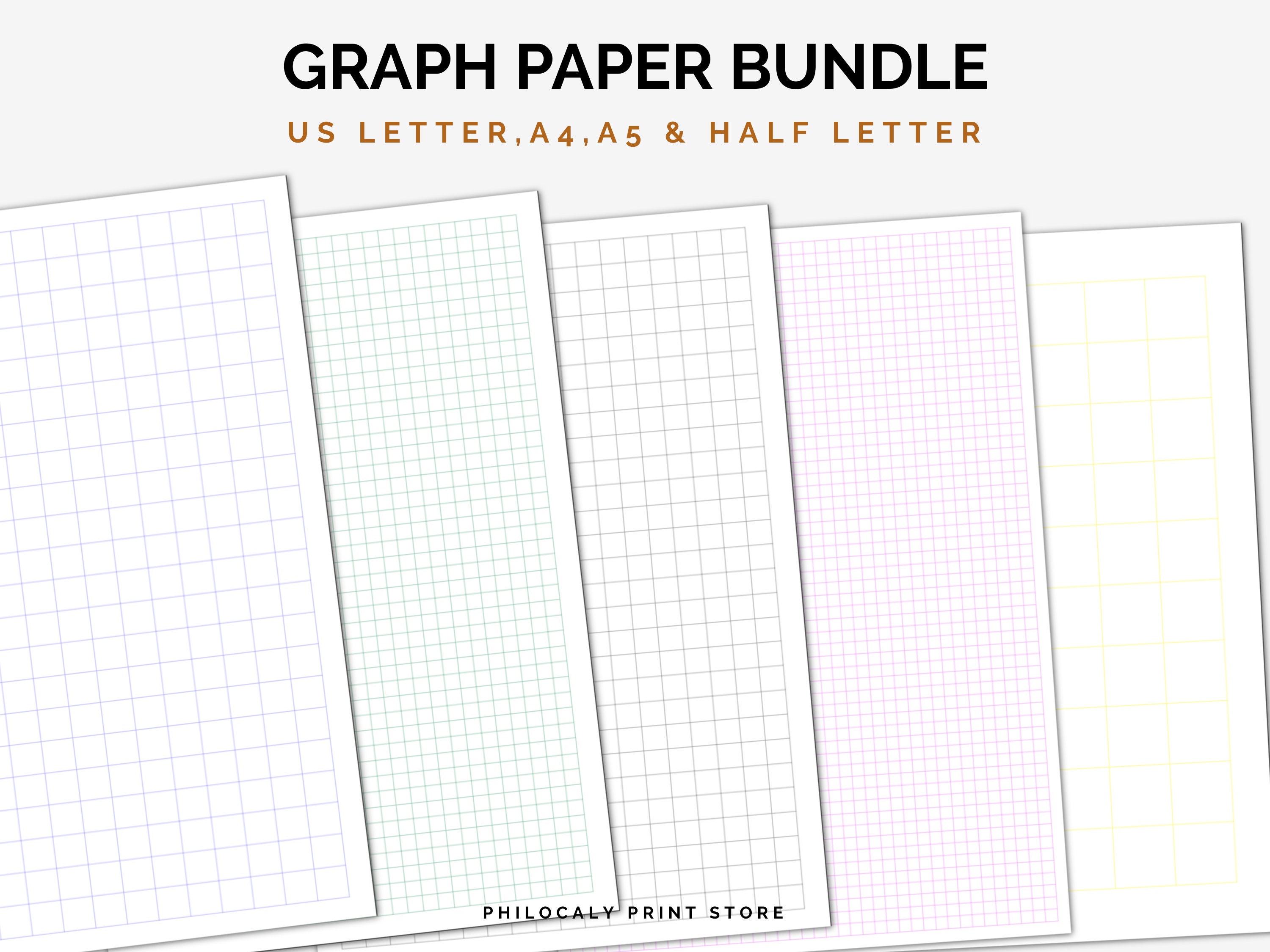 Graph Paper Large Grey Colour for Journal Planner Paper A4 A5 