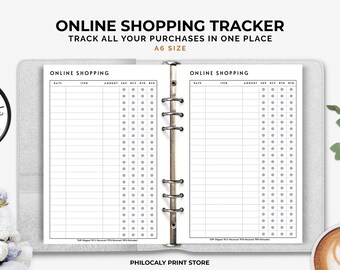 Online shopping tracker A6, Purchase tracker A6, Order tracker A6, Order tracker template, Online shopping list printable, Minimalist insert