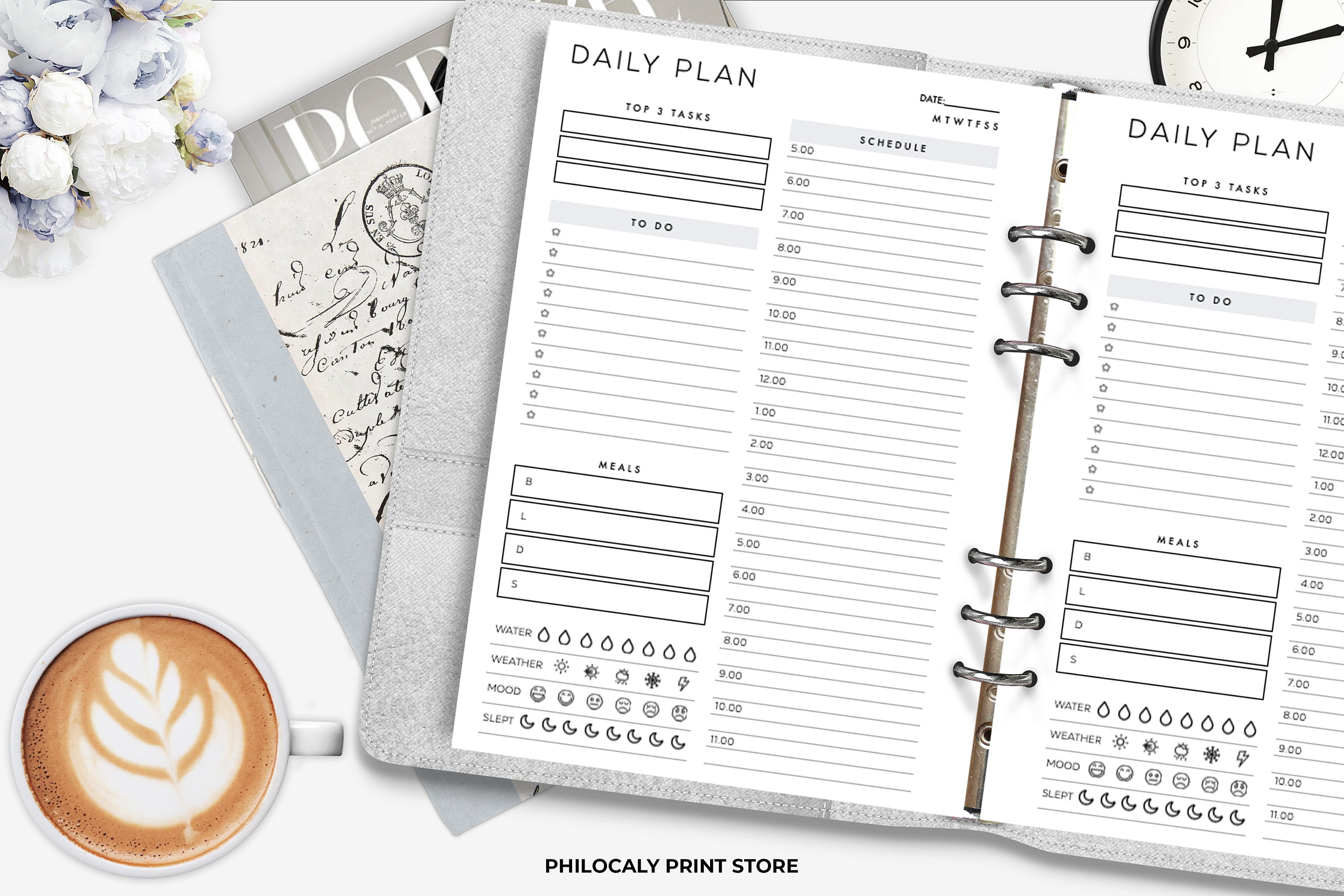 A6 Daily Hourly Planner Printable A6 Daily Schedule Undated - Etsy