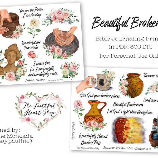 Beautiful Brokenness. Bible Journaling Digital Download Printable