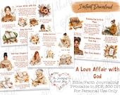 A Love Affair with God, Bible Journaling Stickers Printable, Faith, Bible Study, Bible Stickers, Mixed Media, Illustrated Faith, Bible Art