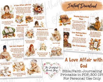 A Love Affair with God, Bible Journaling Stickers Printable, Faith, Bible Study, Bible Stickers, Mixed Media, Illustrated Faith, Bible Art