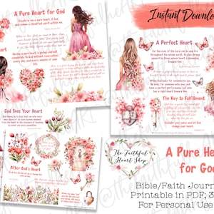 Um Coração Puro para Deus. Adesivos para Diário Bíblico para Imprimir, Fé, Estudo Bíblico, Adesivos Bíblicos, Mídia Mista, Fé Ilustrada, Scrapbooking