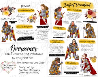 Overcomer. Bible Journaling. Faith Planner. Christian. Faith. Mixed Media. Women. Flowers. Digital Download Printable