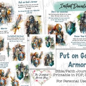 Mettez l'armure de Dieu, autocollants de journalisation biblique imprimables, foi chrétienne, étude de la Bible, autocollants bibliques, armure de Dieu, foi illustrée, art