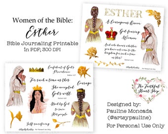 Women of the Bible: Esther. Bible Journaling/Faith Planner Digital Download Printable