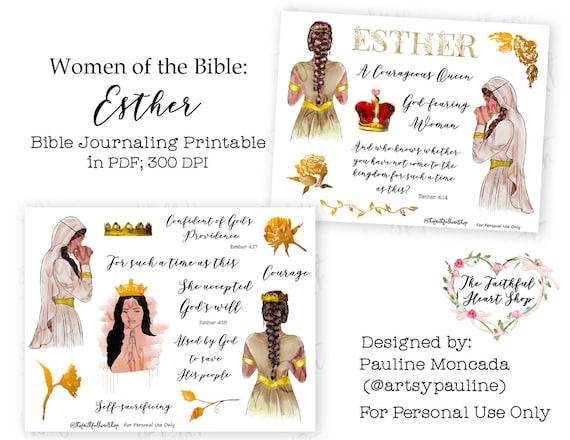 Women of the Bible: Esther. Bible Journaling/faith Planner Digital