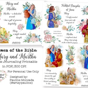 Vrouwen van de Bijbel: Maria en Martha in pdf. Bijbeljournaal/geloofsplanner digitale download afdrukbaar