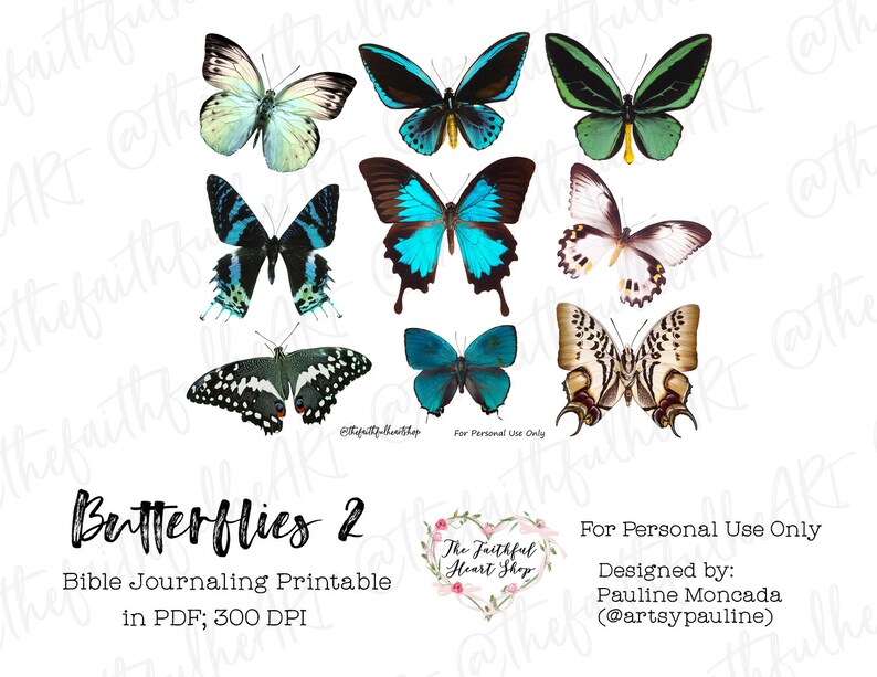 Butterflies. Bible Journaling/faith Planner Digital Download Etsy
