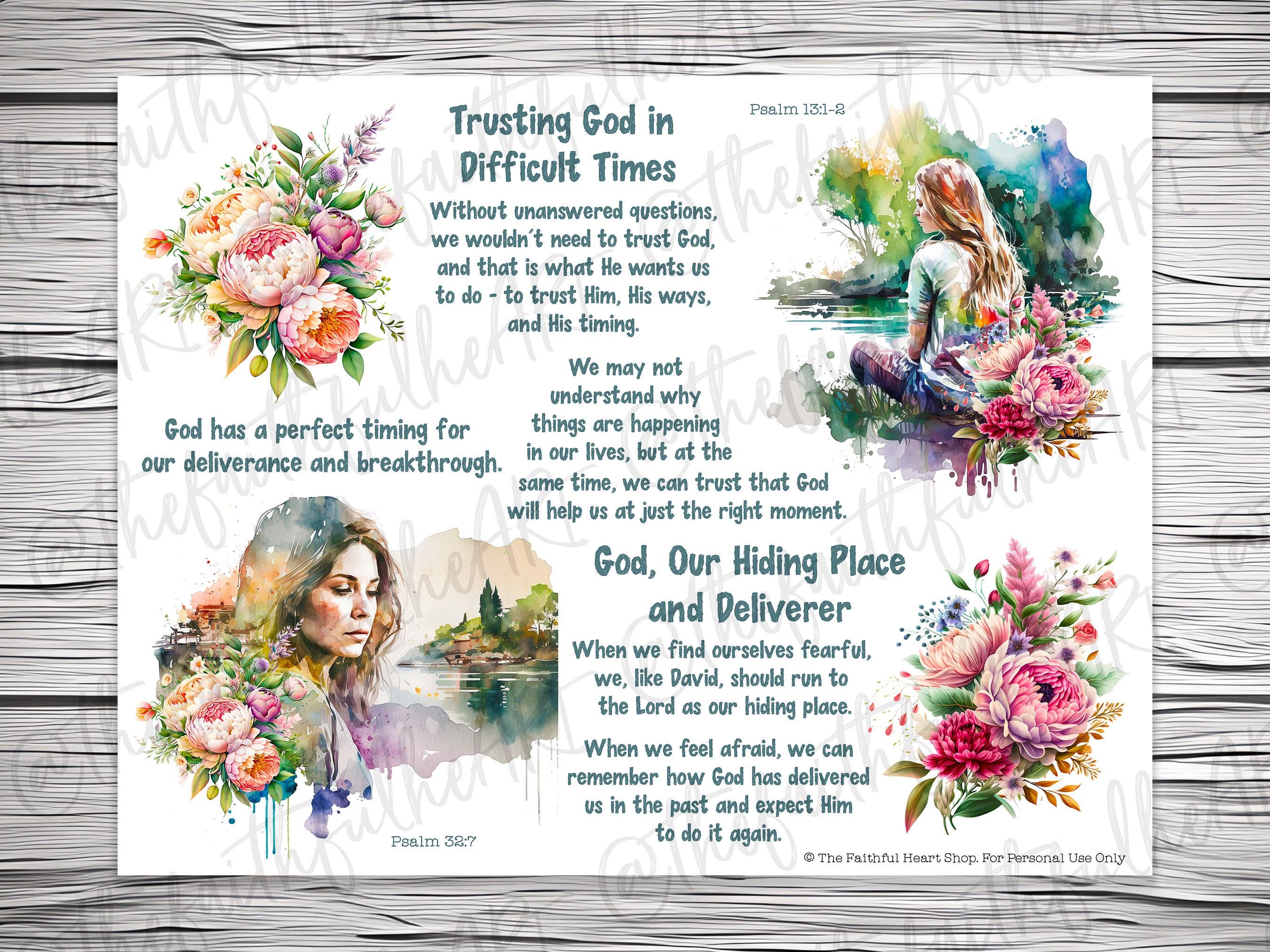 Trusting God in Difficult Times, Bible Journaling Stickers Printable