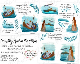 Trusting God in the Storm. Bible Journaling/Faith Planner. Christian. Faith. Mixed Media. Jesus. Digital Download Printable