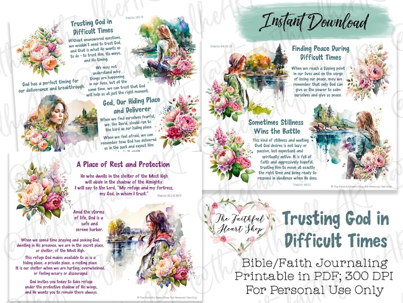 Trusting God in Difficult Times, Bible Journaling Stickers Printable, Faith, Bible Study, Bible ...