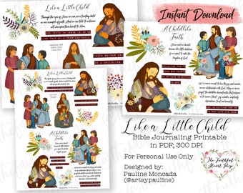 Like a Little Child. Bible Journaling. Faith Planner. Christian. Faith. Mixed Media. Jesus. Children. Digital Download Printable