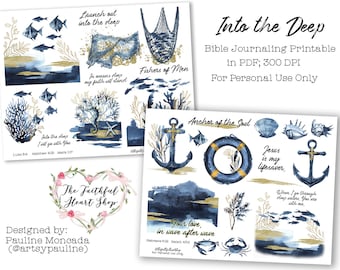 Into the Deep. Bible Journaling Digital Download Printable