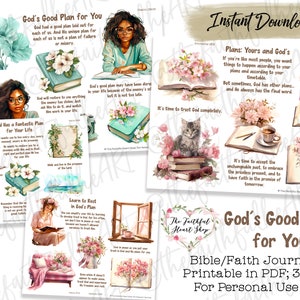 Gottes guter Plan für Sie, Bibel Journaling Aufkleber zum Ausdrucken, Glaube, Bibelstudie, Bibel Aufkleber, Mixed Media, illustrierter Glaube, Bibel Kunst