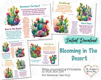Blooming in The Desert, Bible Journaling Stickers Printable, Christian Faith, Bible Study, Bible Stickers, Mixed Media, Illustrated Faith