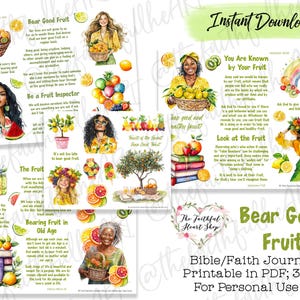 Dê bons frutos, adesivos para diário bíblico para impressão, fé, estudo bíblico, adesivos bíblicos, mídia mista, fé ilustrada, arte bíblica