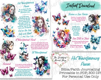 Su poder transformador, pegatinas del diario bíblico imprimibles, fe cristiana, estudio bíblico, pegatinas bíblicas, medios mixtos, fe ilustrada