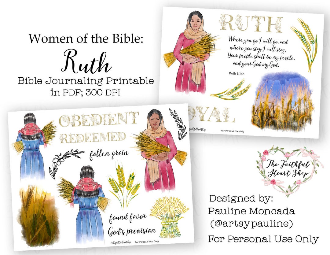 Women of the Bible: Ruth. Bible Journaling/faith Planner Digital Download  Printable 