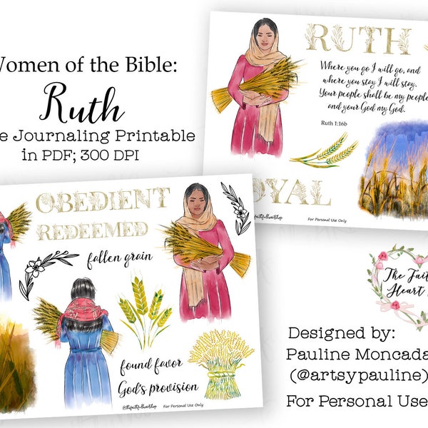 Women of the Bible: Ruth. Bible Journaling/Faith Planner Digital Download Printable