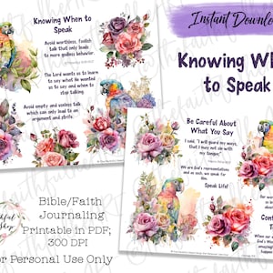 Weten wanneer je moet spreken, Bijbel Journaling Stickers Afdrukbaar, Christelijk Geloof, Bijbelstudie, Bijbelstickers, Mixed Media, Geïllustreerd Geloof