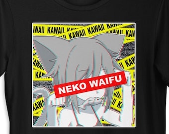 Neko Anime Girl T-Shirt, Kawaii Manga Style, Otaku Fashion Gift, Japanese Streetwear Clothes