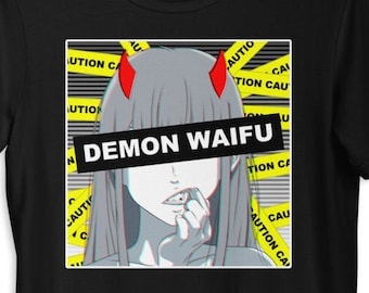 Demon Waifu T-Shirt, Anime Girl with Horns, Japanese Streetwear