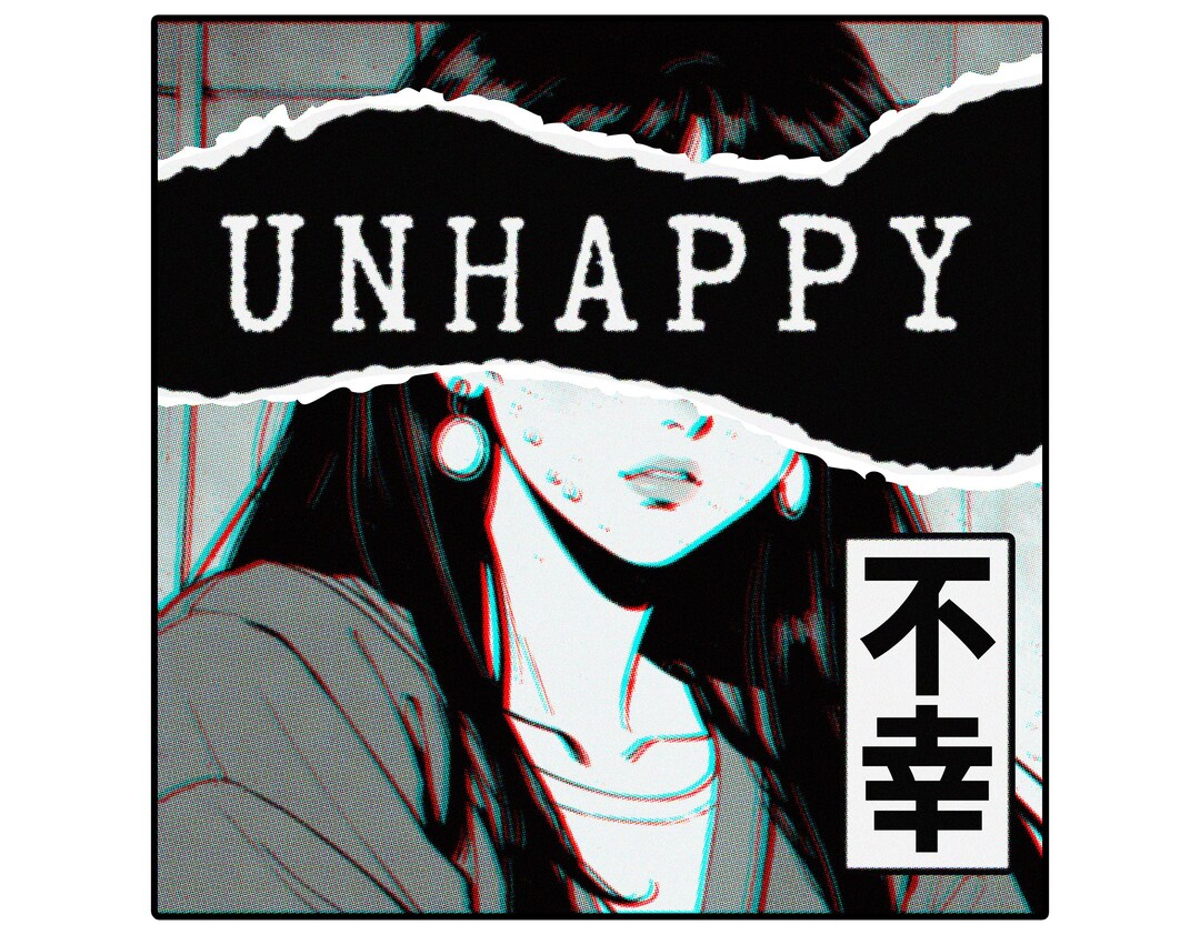 Draw Sadcore Unhappy Manga Girl T-shirt, Sadcore Anime Streetwear - Etsy