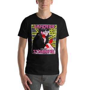 Yandere Stabbing Shirt, Anime Girl T-Shirt, Psychotic Waifu Tee, Funny Otaku Meme image 3