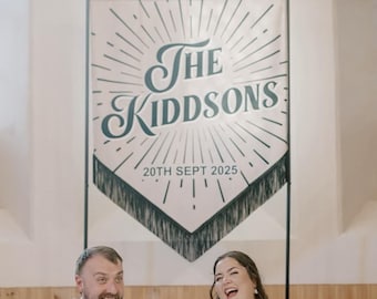 Wedding Velvet Flag Banner | Alternative Wedding | Wedding Signage | Velvet Banner Flag | Modern Event Signage | Fabric Signage
