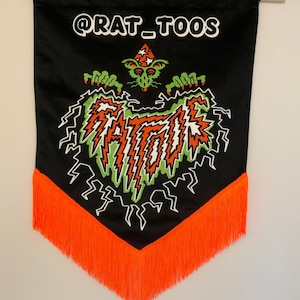 Bandera colgante de terciopelo para negocios / Negocios alternativos / Letreros comerciales / Bandera de terciopelo / Letreros para estudios de tatuajes