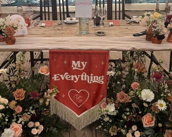 Wedding Velvet Hanging Flag Banner | Alternative Wedding | Wedding Top Table Decoration | Velvet Banner Flag | Modern Event Signage