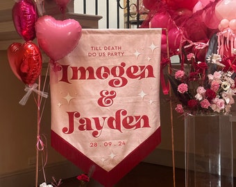 Personalized Velvet Wedding Banner Flag: Custom Event Signage