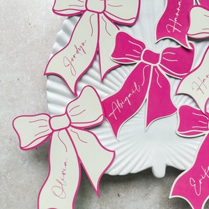Wedding Bow Name Card | Wedding Place Setting | Bows Wedding | Bow wedding invitations | Unique wedding name cards