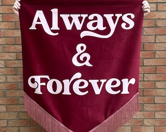 Wedding Velvet Hanging Flag Banner | Alternative Wedding | Wedding Signage | Velvet Banner Flag | Modern Event Signage | Fabric Signage
