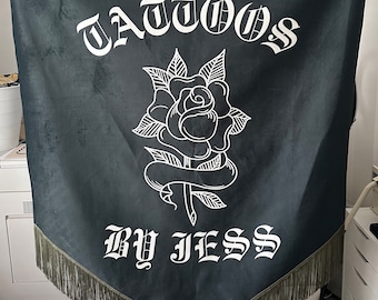 Business Velvet Hanging Flag Banner | Alternative business | Studio | Tattoo Studio Banner Flag | Small Business Signage | Design Your Own